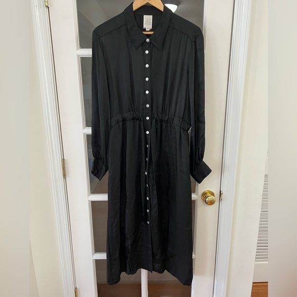 Cinq Sept Joyce Cupro Satin-Twill Midi Shirt Dress - Size 12 - Picture 3 of 7